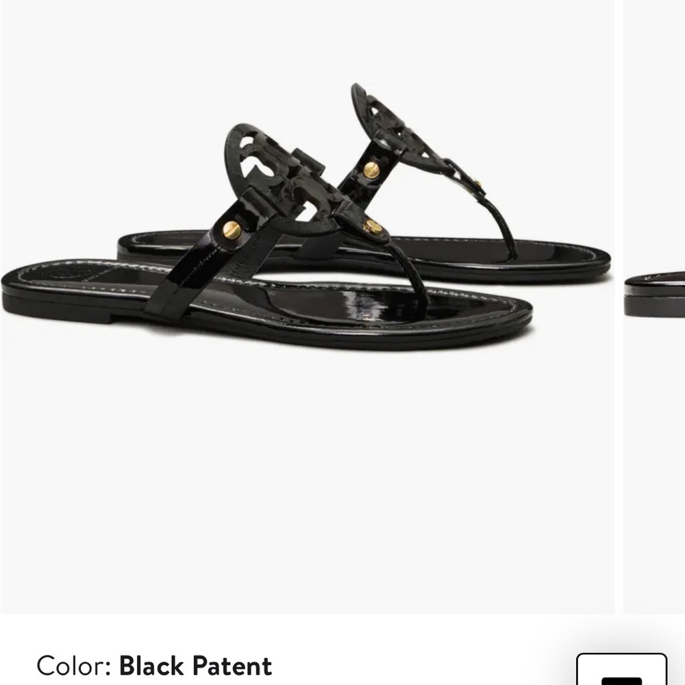 Tory Burch miller sandals black patent size 7